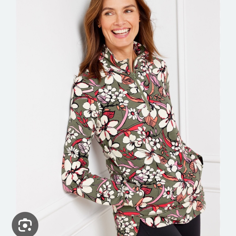 Talbots T for Talbots Floral Half Zip Jacket